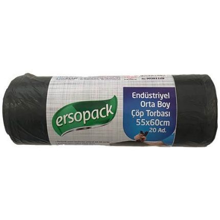 Ersopack Endüstriyel Orta Çöp Torbası Siyah 55x60 cm 20 Adet