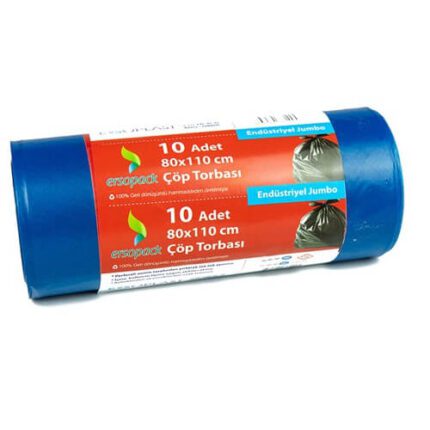 Ersopack Endüstriyel Jumbo Çöp Torbası Mavi 80x110 cm 10 Adet