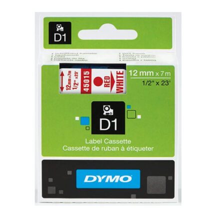 Dymo D1 Yedek Şerit 12 mm x 7 mt Beyaz / Kırmızı (45015)
