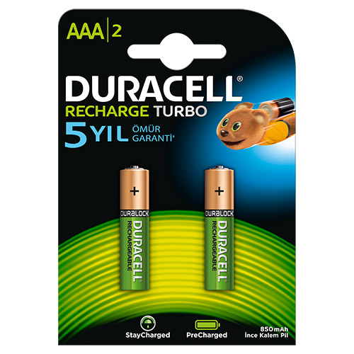 Duracell AAA Şarjlı İnce Kalem Pil  2 Adet  ( 900 MAH )