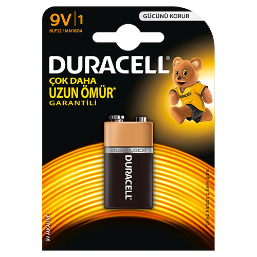 Duracell Alkaline Kare Pil 9 Volt