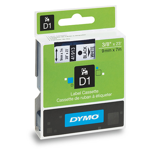 Dymo D1 Yedek Şerit  9 mm x 7 mt Beyaz  / Siyah  (40913)