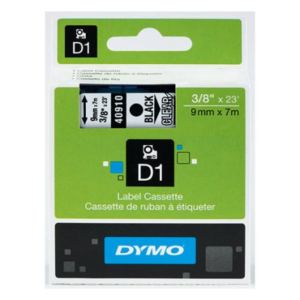 Dymo D1 Yedek Şerit  9 mm x 7 mt Şeffaf  / Siyah (40910)