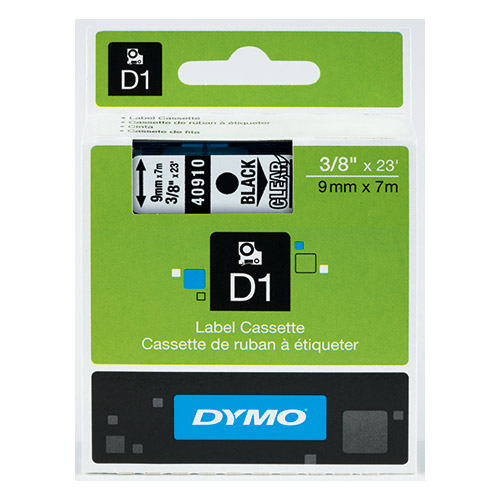Dymo D1 Yedek Şerit  9 mm x 7 mt Şeffaf  / Siyah (40910)
