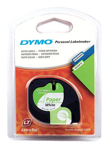 Dymo LetraTag Kağıt Şerit 12 mm x 4 mt Beyaz (59421)