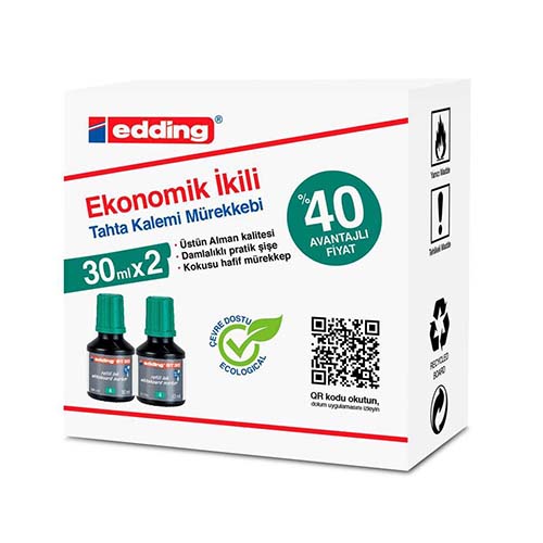 Edding BT30 Tahta Kalemi Mürekkebi 30 ml Yeşil 2 Adet