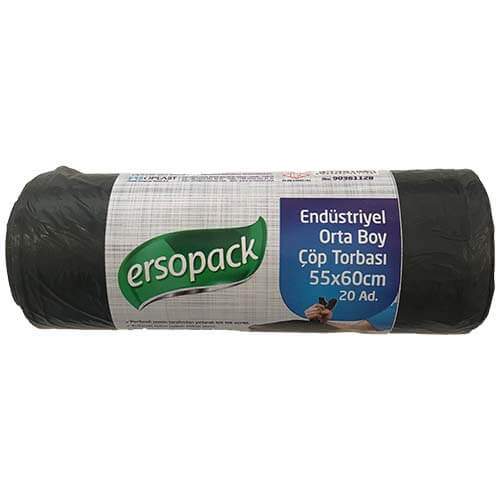 Ersopack Endüstriyel Orta Çöp Torbası Siyah 55x60 cm 20 Adet Ersopack Endüstriyel Orta Çöp Torbası Siyah 55x60 cm 20 Adet
