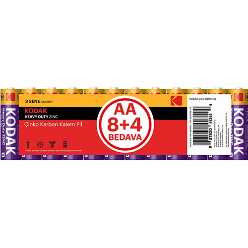 Kodak AA Çinko Karbon Kalem Pil 12 Adet