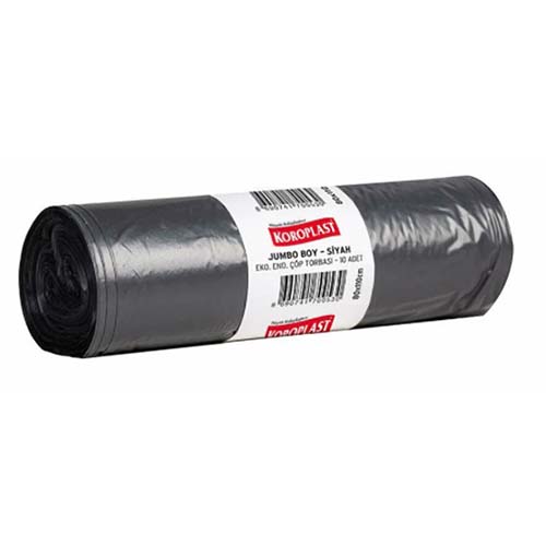 Koroplast Jumbo Eko-Endüstriyel Çöp Torbası Siyah 80x110 cm 10 Adet