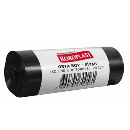 Koroplast Orta Eko-Endüstriyel Çöp Torbası Siyah 55x60 cm 20 Adet