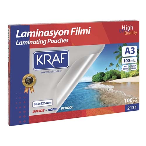 Kraf 2133 Laminasyon Filmi Parlak A3 100 Micron 100 lü