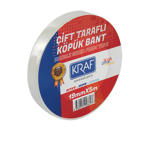 Kraf 5019G Çift Taraflı Köpük Bant 19 mm x 5 mt