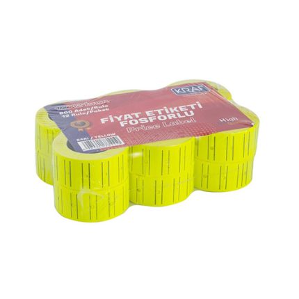 Kraf Motex Fiyat Etiketi 12 x 21 mm Fosforlu Sarı 12 Adet