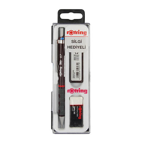 Rotring Tikky Versatil Kalem 0.7 mm Bordo Silgi ve Uç Hediyeli