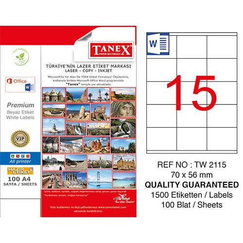 Tanex Laser Etiket TW 2115 70 x 56 mm