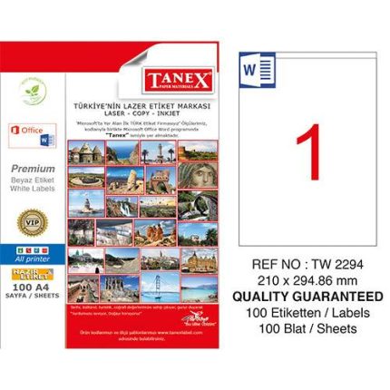 Tanex Laser Etiket TW 2294 210 x 294.86 mm