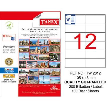 Tanex Laser Etiket TW 2612 105 x 48 mm
